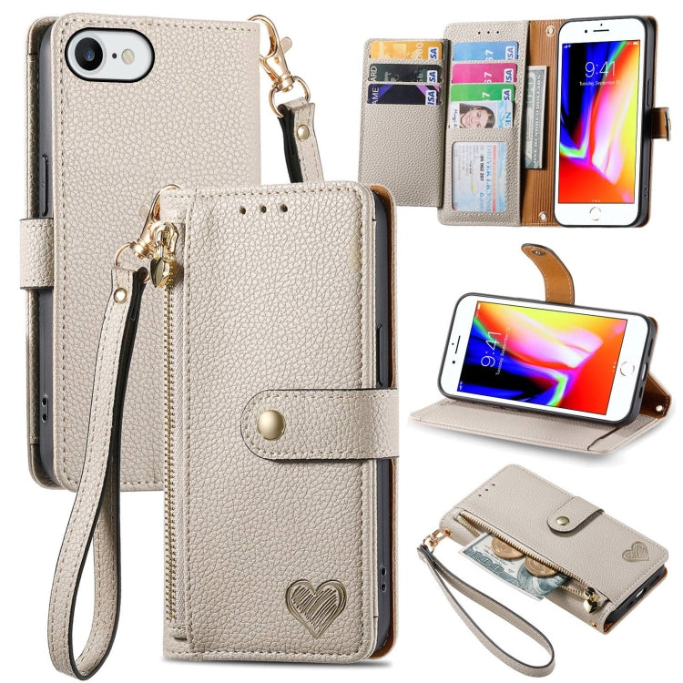 Love Zipper Lanyard Leather Phone Case, For iPhone 13 mini, For iPhone 12 mini, For iPhone 12 Pro Max, For iPhone 11 Pro Max, For iPhone 11, For iPhone 11 Pro, For iPhone XR, For iPhone XS Max, For iPhone 7 / 8 / SE 2022, For iPhone 12 / 12 Pro��������...