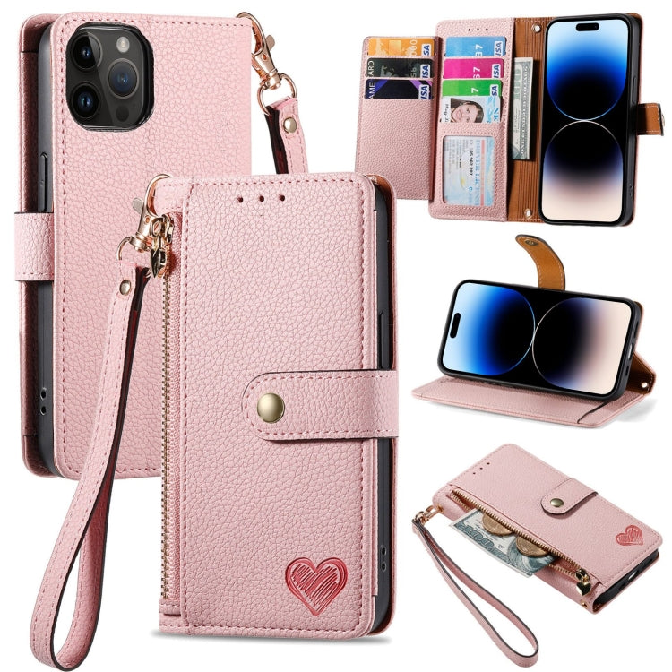 Love Zipper Lanyard Leather Phone Case, For iPhone 16e, For iPhone 16 Pro Max, For iPhone 16 Pro, For iPhone 16 Plus, For iPhone 16, For iPhone 15 Pro Max, For iPhone 15 Pro, For iPhone 15 Plus, For iPhone 15, For iPhone 14 Plus, For iPhone 14���������...