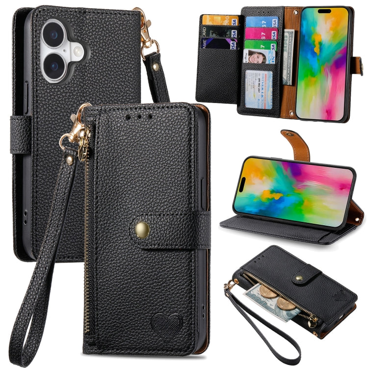 Love Zipper Lanyard Leather Phone Case, For iPhone 16e, For iPhone 16 Pro Max, For iPhone 16 Pro, For iPhone 16 Plus, For iPhone 16, For iPhone 15 Pro Max, For iPhone 15 Pro, For iPhone 15 Plus, For iPhone 15, For iPhone 14 Plus, For iPhone 14���������...