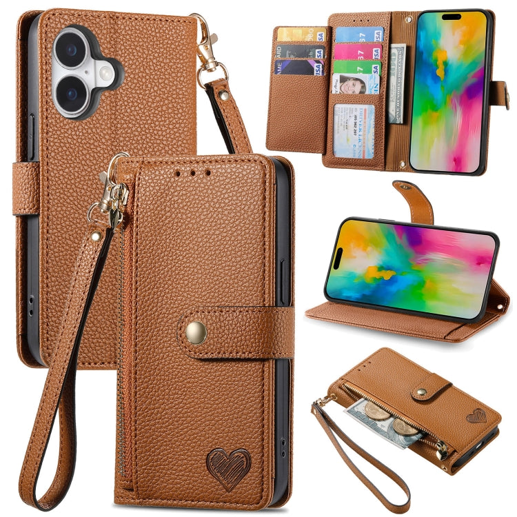 Love Zipper Lanyard Leather Phone Case, For iPhone 16e, For iPhone 16 Pro Max, For iPhone 16 Pro, For iPhone 16 Plus, For iPhone 16, For iPhone 15 Pro Max, For iPhone 15 Pro, For iPhone 15 Plus, For iPhone 15, For iPhone 14 Plus, For iPhone 14���������...