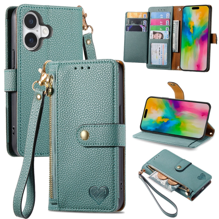 Love Zipper Lanyard Leather Phone Case, For iPhone 16e, For iPhone 16 Pro Max, For iPhone 16 Pro, For iPhone 16 Plus, For iPhone 16, For iPhone 15 Pro Max, For iPhone 15 Pro, For iPhone 15 Plus, For iPhone 15, For iPhone 14 Plus, For iPhone 14���������...