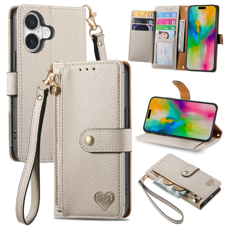 Love Zipper Lanyard Leather Phone Case, For iPhone 16e, For iPhone 16 Pro Max, For iPhone 16 Pro, For iPhone 16 Plus, For iPhone 16, For iPhone 15 Pro Max, For iPhone 15 Pro, For iPhone 15 Plus, For iPhone 15, For iPhone 14 Plus, For iPhone 14���������...
