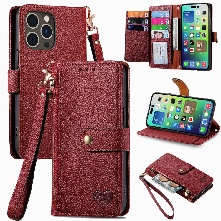 Love Zipper Lanyard Leather Phone Case, For iPhone 16e, For iPhone 16 Pro Max, For iPhone 16 Pro, For iPhone 16 Plus, For iPhone 16, For iPhone 15 Pro Max, For iPhone 15 Pro, For iPhone 15 Plus, For iPhone 15, For iPhone 14 Plus, For iPhone 14���������...