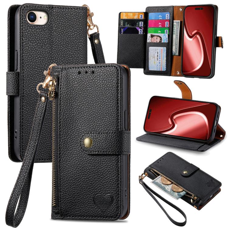 Love Zipper Lanyard Leather Phone Case, For iPhone 16e, For iPhone 16 Pro Max, For iPhone 16 Pro, For iPhone 16 Plus, For iPhone 16, For iPhone 15 Pro Max, For iPhone 15 Pro, For iPhone 15 Plus, For iPhone 15, For iPhone 14 Plus, For iPhone 14���������...
