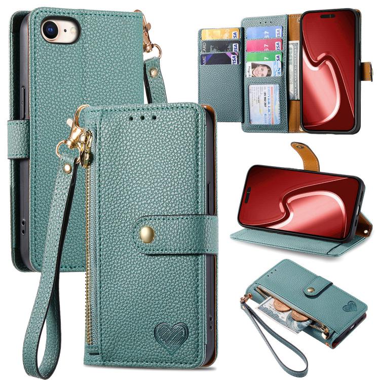 Love Zipper Lanyard Leather Phone Case, For iPhone 16e, For iPhone 16 Pro Max, For iPhone 16 Pro, For iPhone 16 Plus, For iPhone 16, For iPhone 15 Pro Max, For iPhone 15 Pro, For iPhone 15 Plus, For iPhone 15, For iPhone 14 Plus, For iPhone 14���������...