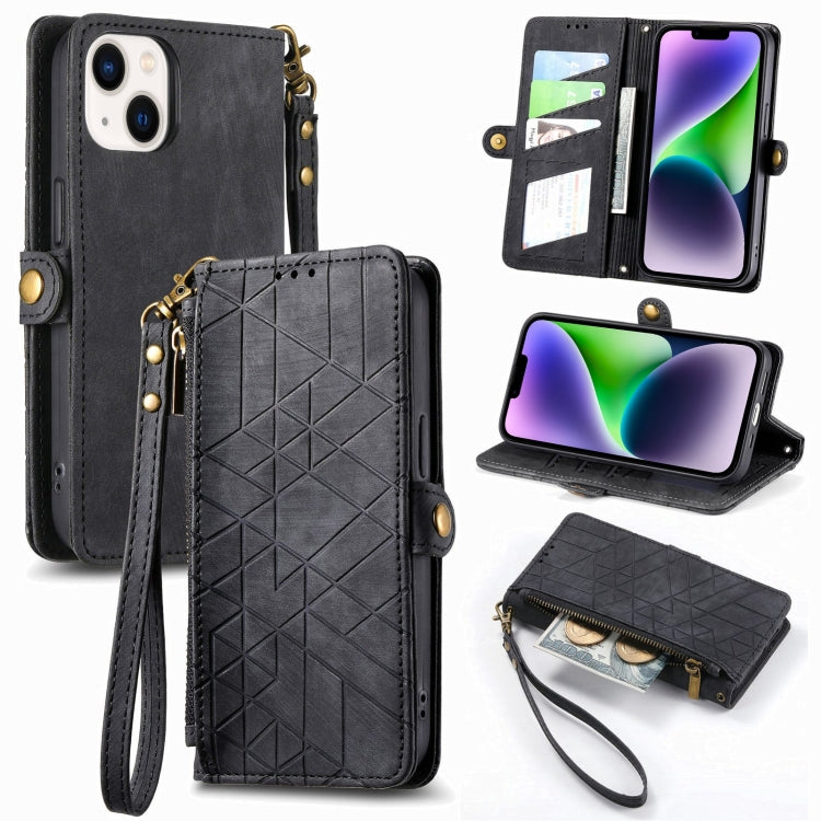 Geometric Zipper Wallet Side Buckle Leather Phone Case, For iPhone 16e, For iPhone 16 Pro Max, For iPhone 16 Pro, For iPhone 16 Plus, For iPhone 16, For iPhone 15 Pro Max, For iPhone 15 Pro, For iPhone 15 Plus, For iPhone 15, For iPhone 14 Plus��������...