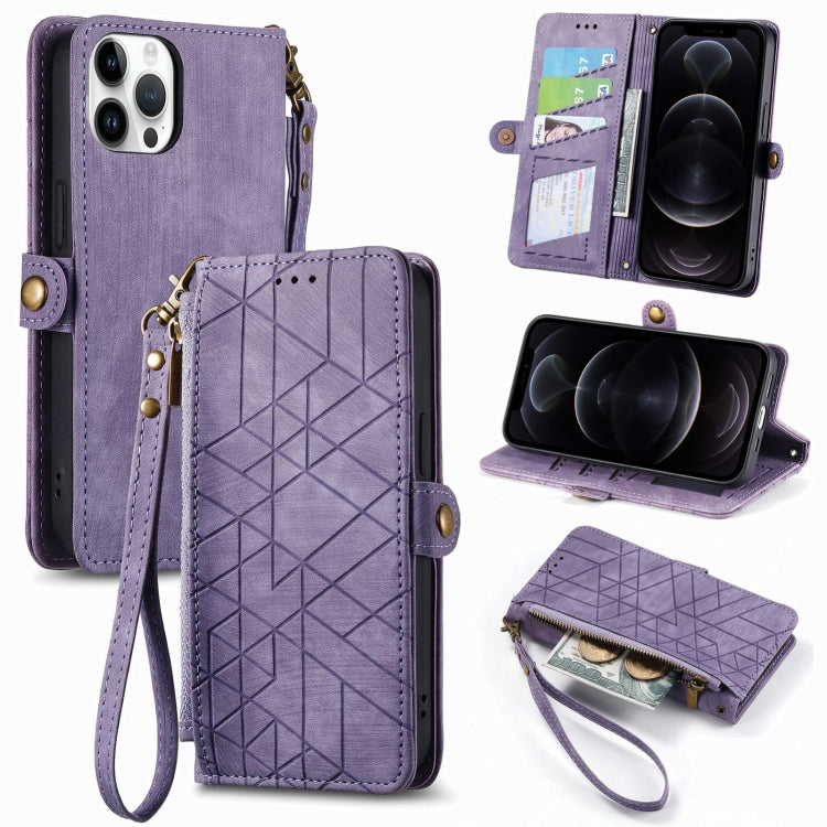 Geometric Zipper Wallet Side Buckle Leather Phone Case, For iPhone 12 Pro Max, For iPhone 12 / 12 Pro, For iPhone 11 Pro Max, For iPhone 11, For iPhone 11 Pro, For iPhone XR, For iPhone XS Max, For iPhone 7 Plus / 8 Plus, For iPhone 7 / 8 / SE 2022����...
