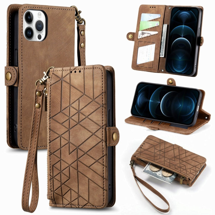 Geometric Zipper Wallet Side Buckle Leather Phone Case, For iPhone 12 Pro Max, For iPhone 12 / 12 Pro, For iPhone 11 Pro Max, For iPhone 11, For iPhone 11 Pro, For iPhone XR, For iPhone XS Max, For iPhone 7 Plus / 8 Plus, For iPhone 7 / 8 / SE 2022����...
