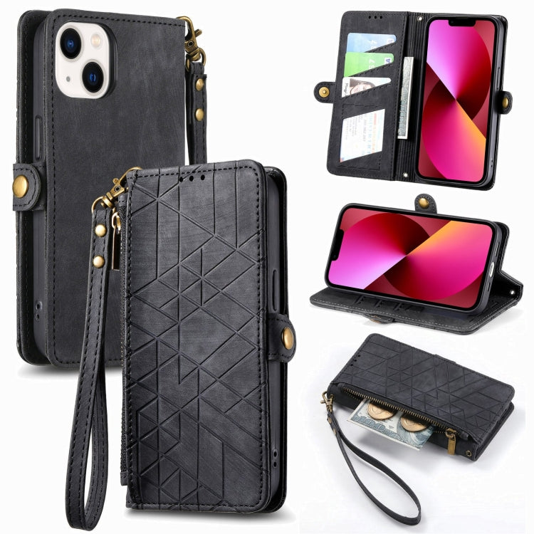 Geometric Zipper Wallet Side Buckle Leather Phone Case, For iPhone 12 Pro Max, For iPhone 12 / 12 Pro, For iPhone 11 Pro Max, For iPhone 11, For iPhone 11 Pro, For iPhone XR, For iPhone XS Max, For iPhone 7 Plus / 8 Plus, For iPhone 7 / 8 / SE 2022����...