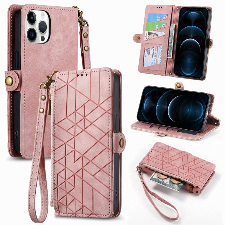 Geometric Zipper Wallet Side Buckle Leather Phone Case, For iPhone 12 Pro Max, For iPhone 12 / 12 Pro, For iPhone 11 Pro Max, For iPhone 11, For iPhone 11 Pro, For iPhone XR, For iPhone XS Max, For iPhone 7 Plus / 8 Plus, For iPhone 7 / 8 / SE 2022����...