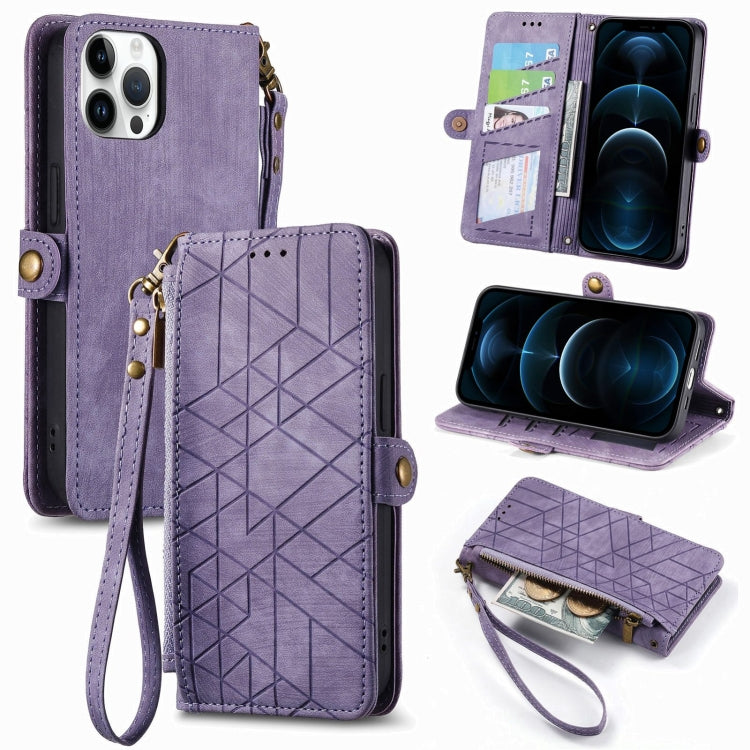 Geometric Zipper Wallet Side Buckle Leather Phone Case, For iPhone 12 Pro Max, For iPhone 12 / 12 Pro, For iPhone 11 Pro Max, For iPhone 11, For iPhone 11 Pro, For iPhone XR, For iPhone XS Max, For iPhone 7 Plus / 8 Plus, For iPhone 7 / 8 / SE 2022����...