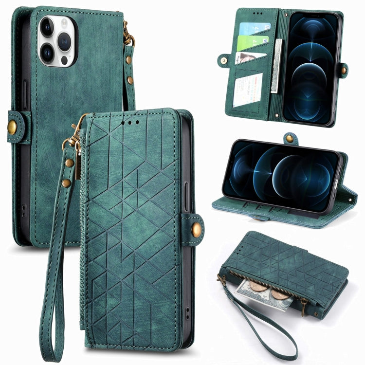 Geometric Zipper Wallet Side Buckle Leather Phone Case, For iPhone 12 Pro Max, For iPhone 12 / 12 Pro, For iPhone 11 Pro Max, For iPhone 11, For iPhone 11 Pro, For iPhone XR, For iPhone XS Max, For iPhone 7 Plus / 8 Plus, For iPhone 7 / 8 / SE 2022����...