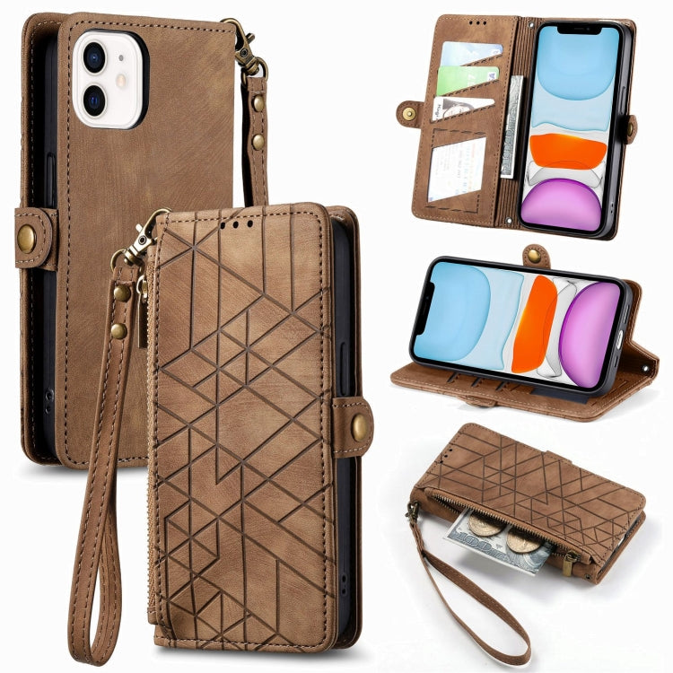 Geometric Zipper Wallet Side Buckle Leather Phone Case, For iPhone 12 Pro Max, For iPhone 12 / 12 Pro, For iPhone 11 Pro Max, For iPhone 11, For iPhone 11 Pro, For iPhone XR, For iPhone XS Max, For iPhone 7 Plus / 8 Plus, For iPhone 7 / 8 / SE 2022����...