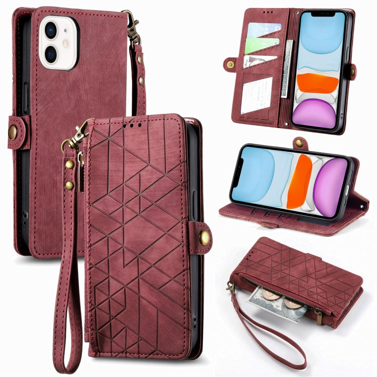 Geometric Zipper Wallet Side Buckle Leather Phone Case, For iPhone 12 Pro Max, For iPhone 12 / 12 Pro, For iPhone 11 Pro Max, For iPhone 11, For iPhone 11 Pro, For iPhone XR, For iPhone XS Max, For iPhone 7 Plus / 8 Plus, For iPhone 7 / 8 / SE 2022����...