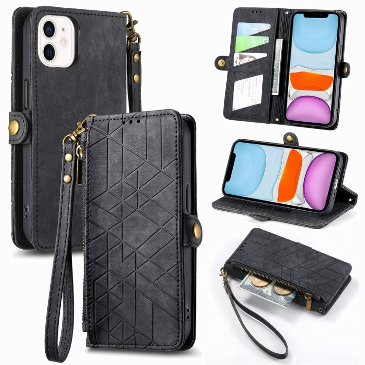 Geometric Zipper Wallet Side Buckle Leather Phone Case, For iPhone 12 Pro Max, For iPhone 12 / 12 Pro, For iPhone 11 Pro Max, For iPhone 11, For iPhone 11 Pro, For iPhone XR, For iPhone XS Max, For iPhone 7 Plus / 8 Plus, For iPhone 7 / 8 / SE 2022����...
