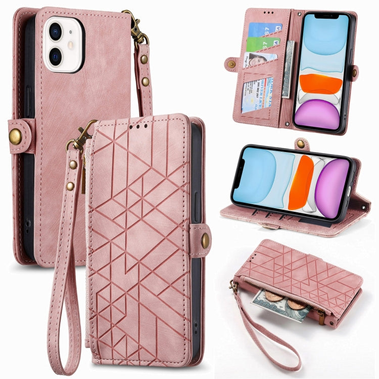Geometric Zipper Wallet Side Buckle Leather Phone Case, For iPhone 12 Pro Max, For iPhone 12 / 12 Pro, For iPhone 11 Pro Max, For iPhone 11, For iPhone 11 Pro, For iPhone XR, For iPhone XS Max, For iPhone 7 Plus / 8 Plus, For iPhone 7 / 8 / SE 2022����...