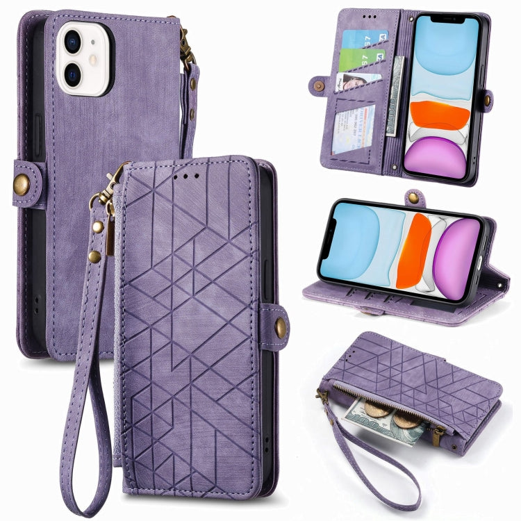 Geometric Zipper Wallet Side Buckle Leather Phone Case, For iPhone 12 Pro Max, For iPhone 12 / 12 Pro, For iPhone 11 Pro Max, For iPhone 11, For iPhone 11 Pro, For iPhone XR, For iPhone XS Max, For iPhone 7 Plus / 8 Plus, For iPhone 7 / 8 / SE 2022����...