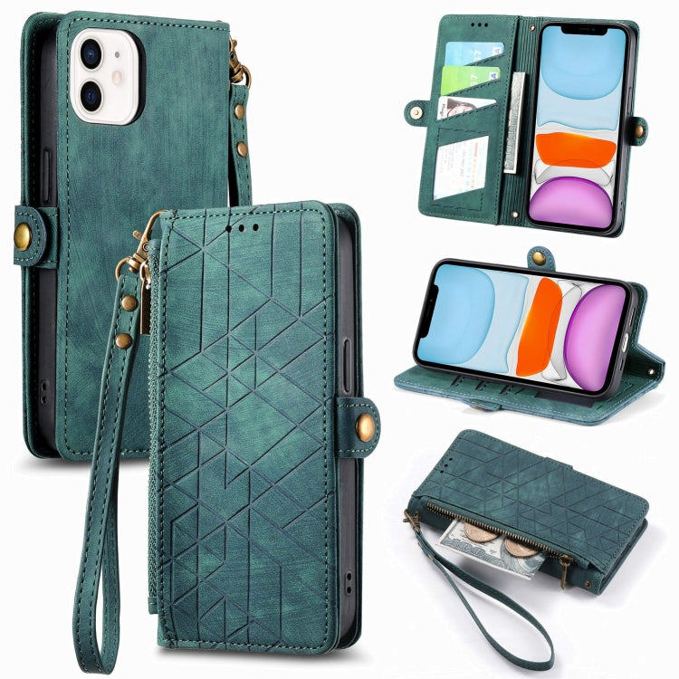 Geometric Zipper Wallet Side Buckle Leather Phone Case, For iPhone 12 Pro Max, For iPhone 12 / 12 Pro, For iPhone 11 Pro Max, For iPhone 11, For iPhone 11 Pro, For iPhone XR, For iPhone XS Max, For iPhone 7 Plus / 8 Plus, For iPhone 7 / 8 / SE 2022����...