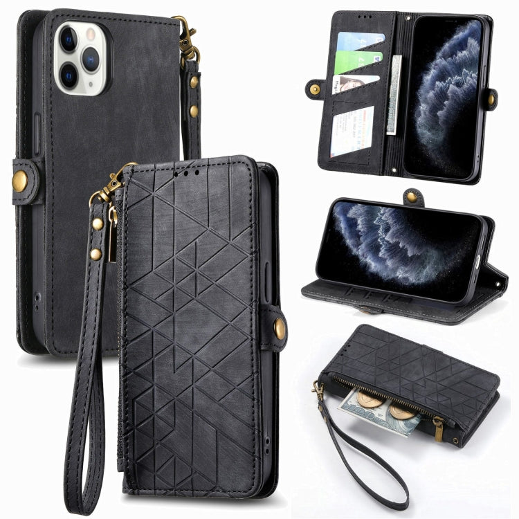 Geometric Zipper Wallet Side Buckle Leather Phone Case, For iPhone 12 Pro Max, For iPhone 12 / 12 Pro, For iPhone 11 Pro Max, For iPhone 11, For iPhone 11 Pro, For iPhone XR, For iPhone XS Max, For iPhone 7 Plus / 8 Plus, For iPhone 7 / 8 / SE 2022����...
