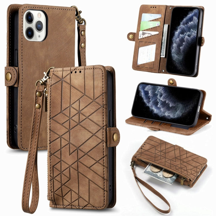 Geometric Zipper Wallet Side Buckle Leather Phone Case, For iPhone 12 Pro Max, For iPhone 12 / 12 Pro, For iPhone 11 Pro Max, For iPhone 11, For iPhone 11 Pro, For iPhone XR, For iPhone XS Max, For iPhone 7 Plus / 8 Plus, For iPhone 7 / 8 / SE 2022����...