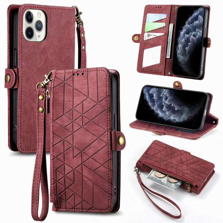 Geometric Zipper Wallet Side Buckle Leather Phone Case, For iPhone 12 Pro Max, For iPhone 12 / 12 Pro, For iPhone 11 Pro Max, For iPhone 11, For iPhone 11 Pro, For iPhone XR, For iPhone XS Max, For iPhone 7 Plus / 8 Plus, For iPhone 7 / 8 / SE 2022����...