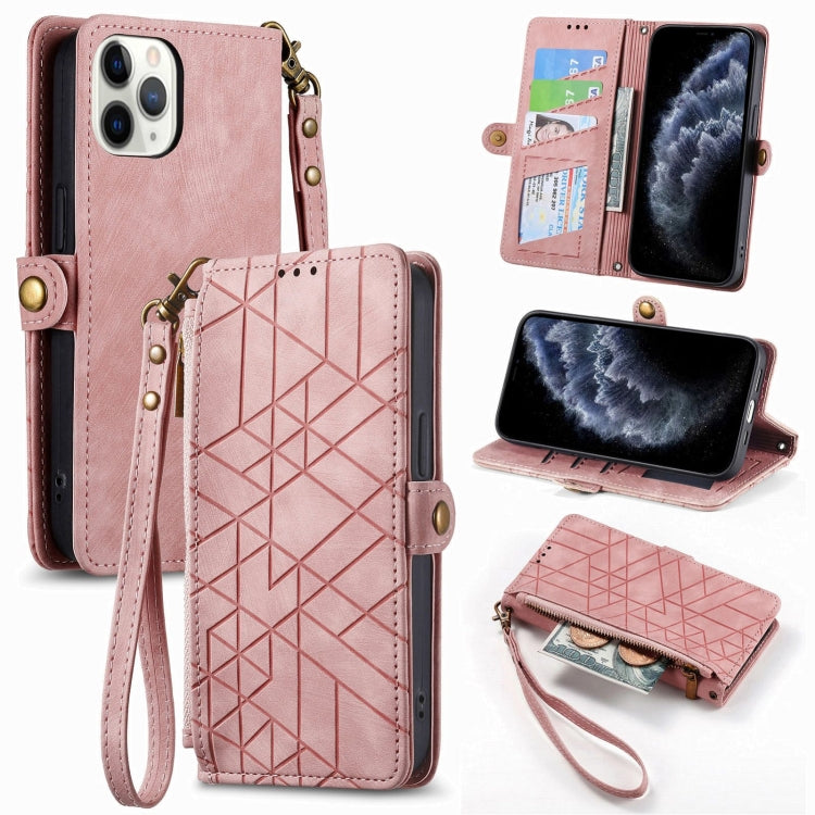 Geometric Zipper Wallet Side Buckle Leather Phone Case, For iPhone 12 Pro Max, For iPhone 12 / 12 Pro, For iPhone 11 Pro Max, For iPhone 11, For iPhone 11 Pro, For iPhone XR, For iPhone XS Max, For iPhone 7 Plus / 8 Plus, For iPhone 7 / 8 / SE 2022����...