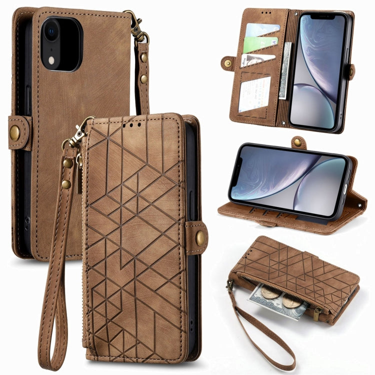 Geometric Zipper Wallet Side Buckle Leather Phone Case, For iPhone 12 Pro Max, For iPhone 12 / 12 Pro, For iPhone 11 Pro Max, For iPhone 11, For iPhone 11 Pro, For iPhone XR, For iPhone XS Max, For iPhone 7 Plus / 8 Plus, For iPhone 7 / 8 / SE 2022����...