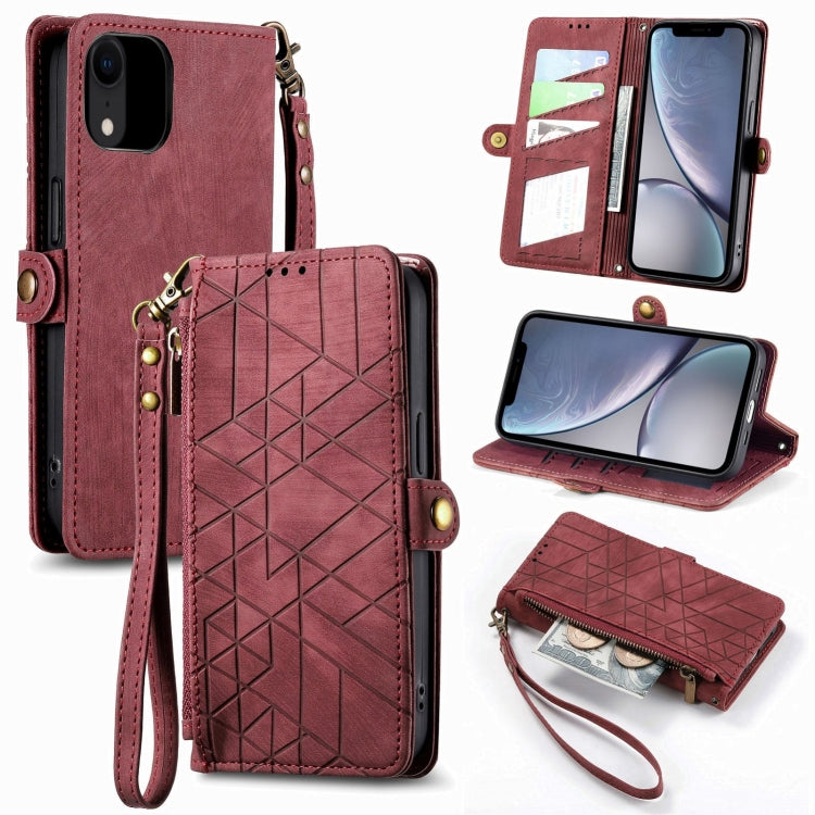 Geometric Zipper Wallet Side Buckle Leather Phone Case, For iPhone 12 Pro Max, For iPhone 12 / 12 Pro, For iPhone 11 Pro Max, For iPhone 11, For iPhone 11 Pro, For iPhone XR, For iPhone XS Max, For iPhone 7 Plus / 8 Plus, For iPhone 7 / 8 / SE 2022����...