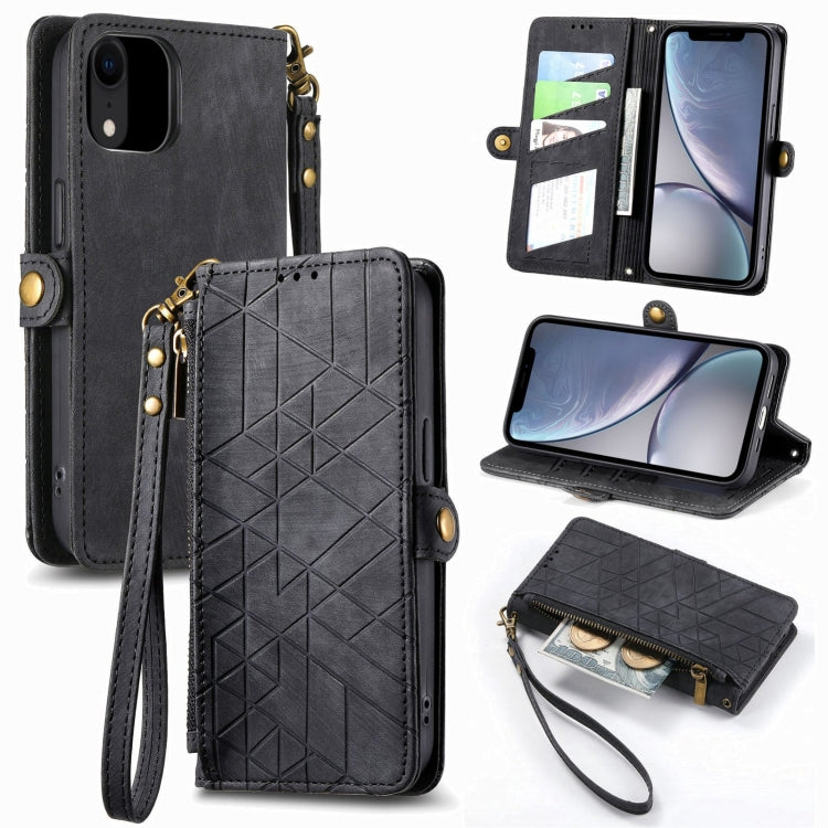 Geometric Zipper Wallet Side Buckle Leather Phone Case, For iPhone 12 Pro Max, For iPhone 12 / 12 Pro, For iPhone 11 Pro Max, For iPhone 11, For iPhone 11 Pro, For iPhone XR, For iPhone XS Max, For iPhone 7 Plus / 8 Plus, For iPhone 7 / 8 / SE 2022����...