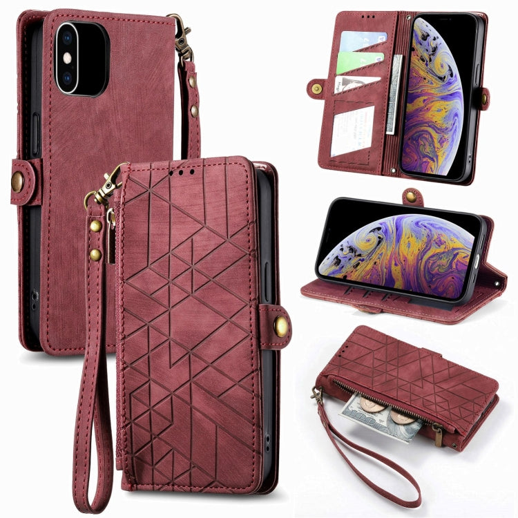 Geometric Zipper Wallet Side Buckle Leather Phone Case, For iPhone 12 Pro Max, For iPhone 12 / 12 Pro, For iPhone 11 Pro Max, For iPhone 11, For iPhone 11 Pro, For iPhone XR, For iPhone XS Max, For iPhone 7 Plus / 8 Plus, For iPhone 7 / 8 / SE 2022����...