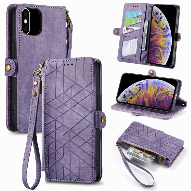 Geometric Zipper Wallet Side Buckle Leather Phone Case, For iPhone 12 Pro Max, For iPhone 12 / 12 Pro, For iPhone 11 Pro Max, For iPhone 11, For iPhone 11 Pro, For iPhone XR, For iPhone XS Max, For iPhone 7 Plus / 8 Plus, For iPhone 7 / 8 / SE 2022����...