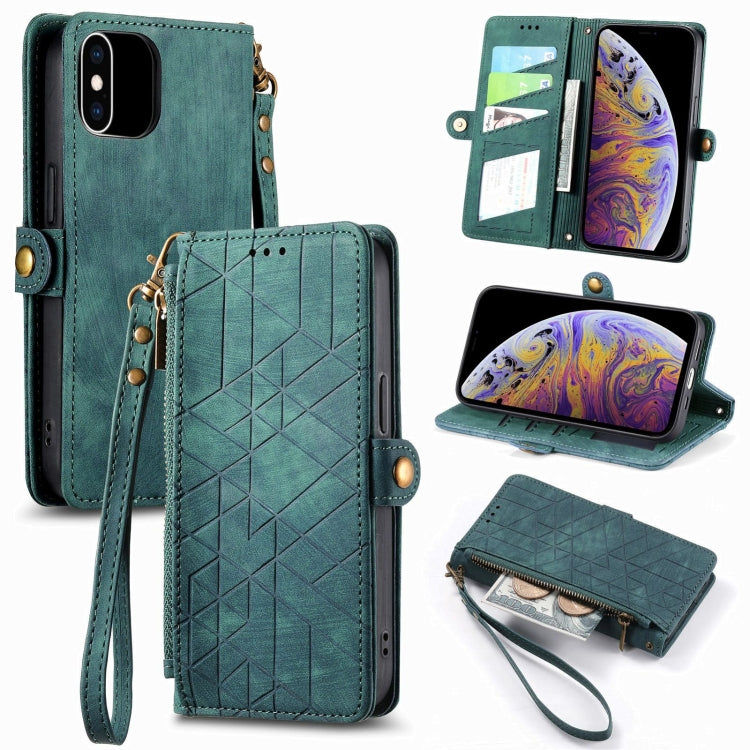 Geometric Zipper Wallet Side Buckle Leather Phone Case, For iPhone 12 Pro Max, For iPhone 12 / 12 Pro, For iPhone 11 Pro Max, For iPhone 11, For iPhone 11 Pro, For iPhone XR, For iPhone XS Max, For iPhone 7 Plus / 8 Plus, For iPhone 7 / 8 / SE 2022����...