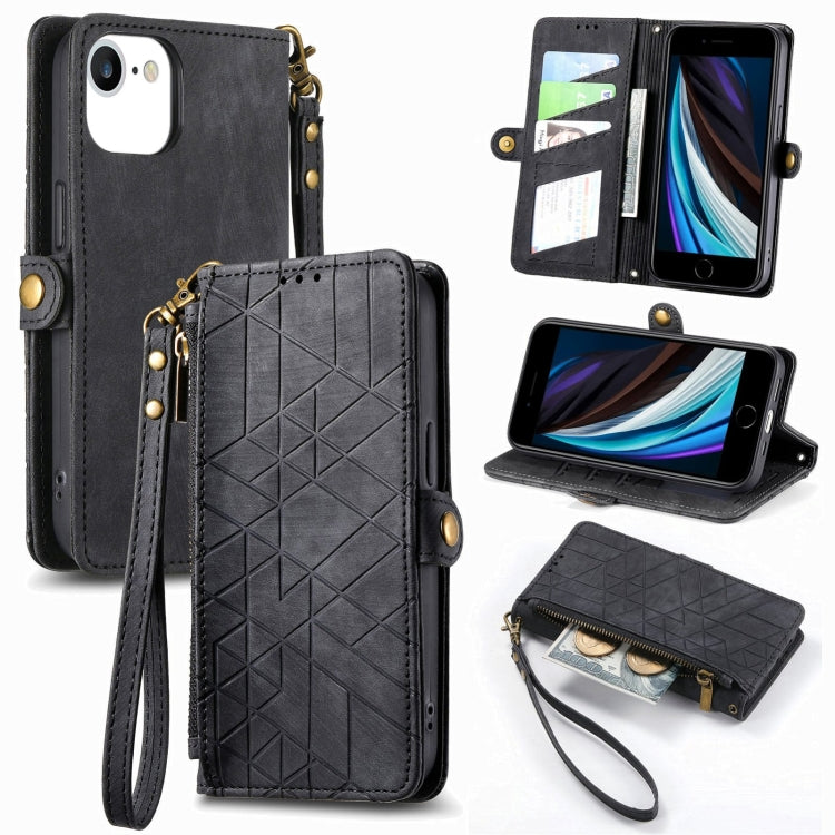 Geometric Zipper Wallet Side Buckle Leather Phone Case, For iPhone 12 Pro Max, For iPhone 12 / 12 Pro, For iPhone 11 Pro Max, For iPhone 11, For iPhone 11 Pro, For iPhone XR, For iPhone XS Max, For iPhone 7 Plus / 8 Plus, For iPhone 7 / 8 / SE 2022����...