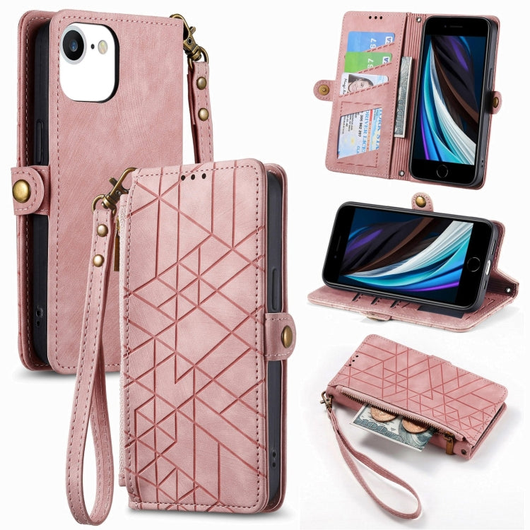 Geometric Zipper Wallet Side Buckle Leather Phone Case, For iPhone 12 Pro Max, For iPhone 12 / 12 Pro, For iPhone 11 Pro Max, For iPhone 11, For iPhone 11 Pro, For iPhone XR, For iPhone XS Max, For iPhone 7 Plus / 8 Plus, For iPhone 7 / 8 / SE 2022����...