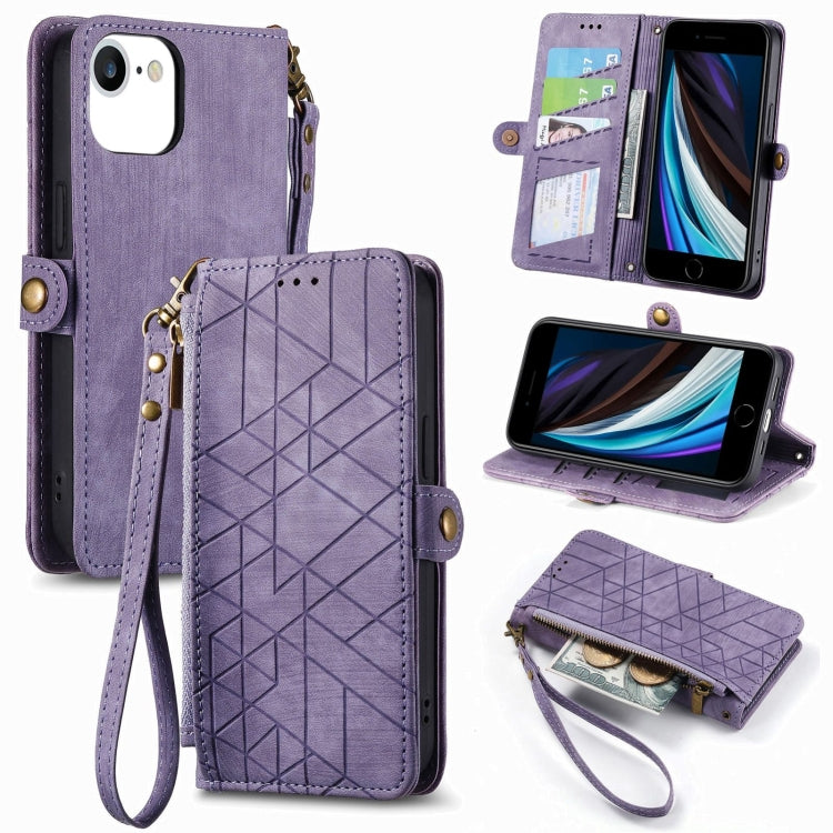 Geometric Zipper Wallet Side Buckle Leather Phone Case, For iPhone 12 Pro Max, For iPhone 12 / 12 Pro, For iPhone 11 Pro Max, For iPhone 11, For iPhone 11 Pro, For iPhone XR, For iPhone XS Max, For iPhone 7 Plus / 8 Plus, For iPhone 7 / 8 / SE 2022����...