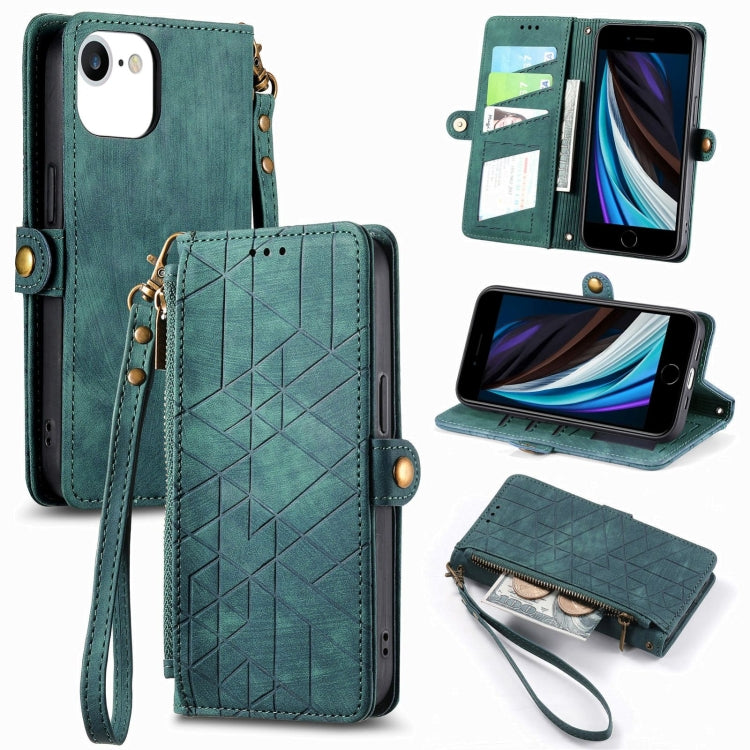 Geometric Zipper Wallet Side Buckle Leather Phone Case, For iPhone 12 Pro Max, For iPhone 12 / 12 Pro, For iPhone 11 Pro Max, For iPhone 11, For iPhone 11 Pro, For iPhone XR, For iPhone XS Max, For iPhone 7 Plus / 8 Plus, For iPhone 7 / 8 / SE 2022����...