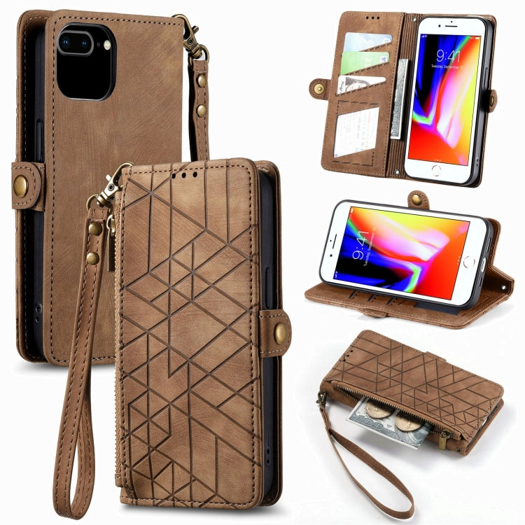 Geometric Zipper Wallet Side Buckle Leather Phone Case, For iPhone 12 Pro Max, For iPhone 12 / 12 Pro, For iPhone 11 Pro Max, For iPhone 11, For iPhone 11 Pro, For iPhone XR, For iPhone XS Max, For iPhone 7 Plus / 8 Plus, For iPhone 7 / 8 / SE 2022����...