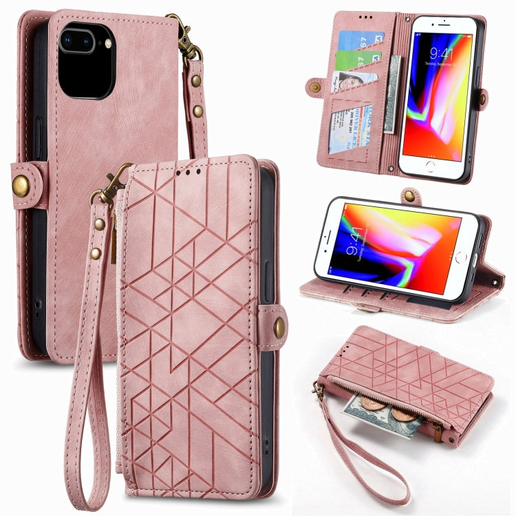 Geometric Zipper Wallet Side Buckle Leather Phone Case, For iPhone 12 Pro Max, For iPhone 12 / 12 Pro, For iPhone 11 Pro Max, For iPhone 11, For iPhone 11 Pro, For iPhone XR, For iPhone XS Max, For iPhone 7 Plus / 8 Plus, For iPhone 7 / 8 / SE 2022����...