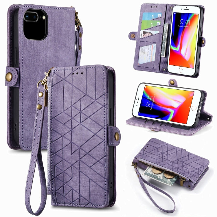 Geometric Zipper Wallet Side Buckle Leather Phone Case, For iPhone 12 Pro Max, For iPhone 12 / 12 Pro, For iPhone 11 Pro Max, For iPhone 11, For iPhone 11 Pro, For iPhone XR, For iPhone XS Max, For iPhone 7 Plus / 8 Plus, For iPhone 7 / 8 / SE 2022����...