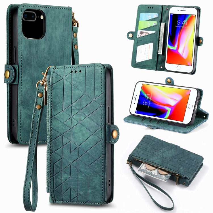 Geometric Zipper Wallet Side Buckle Leather Phone Case, For iPhone 12 Pro Max, For iPhone 12 / 12 Pro, For iPhone 11 Pro Max, For iPhone 11, For iPhone 11 Pro, For iPhone XR, For iPhone XS Max, For iPhone 7 Plus / 8 Plus, For iPhone 7 / 8 / SE 2022����...