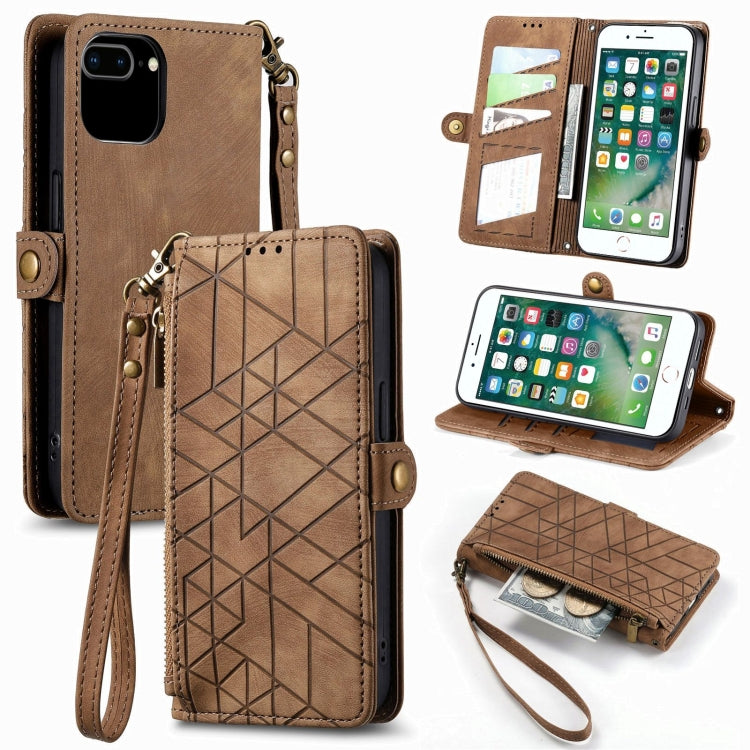 Geometric Zipper Wallet Side Buckle Leather Phone Case, For iPhone 12 Pro Max, For iPhone 12 / 12 Pro, For iPhone 11 Pro Max, For iPhone 11, For iPhone 11 Pro, For iPhone XR, For iPhone XS Max, For iPhone 7 Plus / 8 Plus, For iPhone 7 / 8 / SE 2022����...