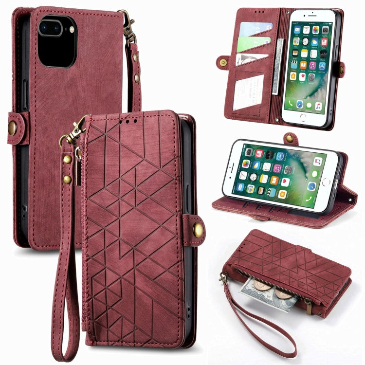 Geometric Zipper Wallet Side Buckle Leather Phone Case, For iPhone 12 Pro Max, For iPhone 12 / 12 Pro, For iPhone 11 Pro Max, For iPhone 11, For iPhone 11 Pro, For iPhone XR, For iPhone XS Max, For iPhone 7 Plus / 8 Plus, For iPhone 7 / 8 / SE 2022����...