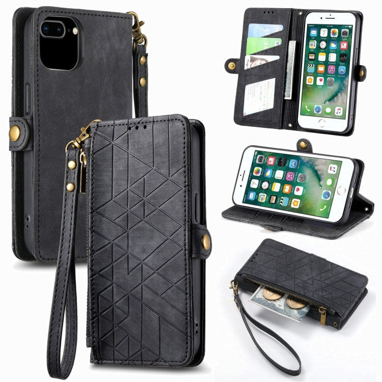 Geometric Zipper Wallet Side Buckle Leather Phone Case, For iPhone 12 Pro Max, For iPhone 12 / 12 Pro, For iPhone 11 Pro Max, For iPhone 11, For iPhone 11 Pro, For iPhone XR, For iPhone XS Max, For iPhone 7 Plus / 8 Plus, For iPhone 7 / 8 / SE 2022����...