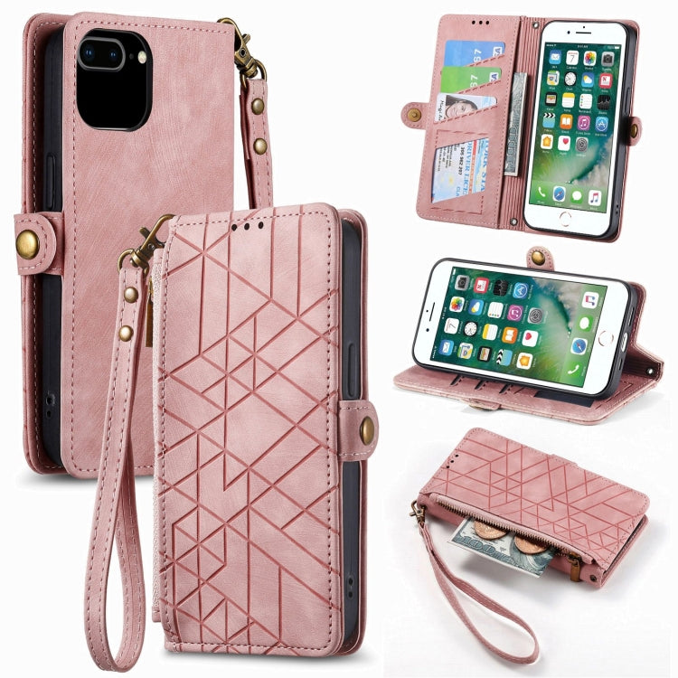 Geometric Zipper Wallet Side Buckle Leather Phone Case, For iPhone 12 Pro Max, For iPhone 12 / 12 Pro, For iPhone 11 Pro Max, For iPhone 11, For iPhone 11 Pro, For iPhone XR, For iPhone XS Max, For iPhone 7 Plus / 8 Plus, For iPhone 7 / 8 / SE 2022����...
