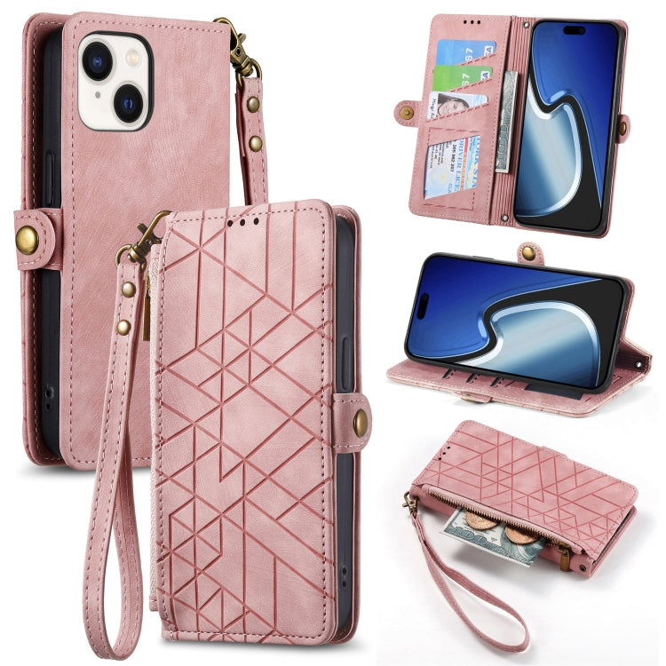 Geometric Zipper Wallet Side Buckle Leather Phone Case, For iPhone 16e, For iPhone 16 Pro Max, For iPhone 16 Pro, For iPhone 16 Plus, For iPhone 16, For iPhone 15 Pro Max, For iPhone 15 Pro, For iPhone 15 Plus, For iPhone 15, For iPhone 14 Plus��������...