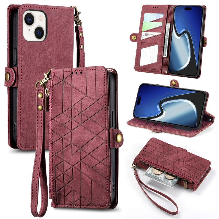 Geometric Zipper Wallet Side Buckle Leather Phone Case, For iPhone 16e, For iPhone 16 Pro Max, For iPhone 16 Pro, For iPhone 16 Plus, For iPhone 16, For iPhone 15 Pro Max, For iPhone 15 Pro, For iPhone 15 Plus, For iPhone 15, For iPhone 14 Plus��������...
