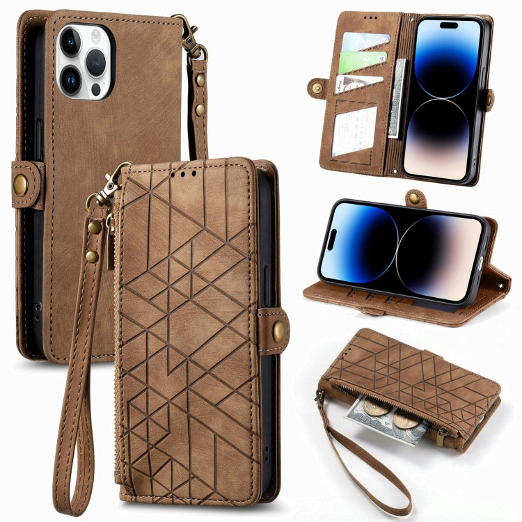 Geometric Zipper Wallet Side Buckle Leather Phone Case, For iPhone 16e, For iPhone 16 Pro Max, For iPhone 16 Pro, For iPhone 16 Plus, For iPhone 16, For iPhone 15 Pro Max, For iPhone 15 Pro, For iPhone 15 Plus, For iPhone 15, For iPhone 14 Plus��������...