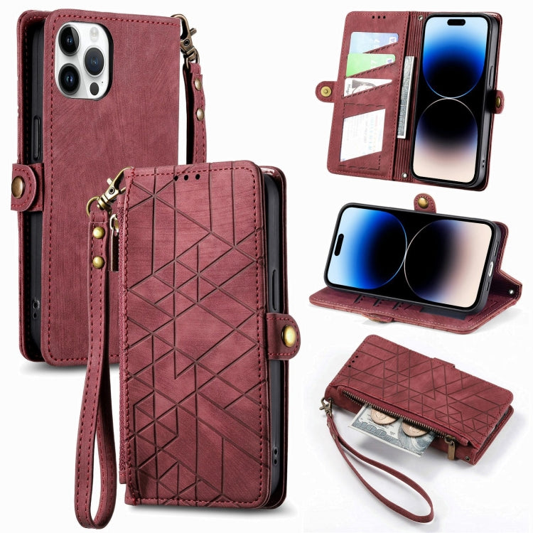 Geometric Zipper Wallet Side Buckle Leather Phone Case, For iPhone 16e, For iPhone 16 Pro Max, For iPhone 16 Pro, For iPhone 16 Plus, For iPhone 16, For iPhone 15 Pro Max, For iPhone 15 Pro, For iPhone 15 Plus, For iPhone 15, For iPhone 14 Plus��������...
