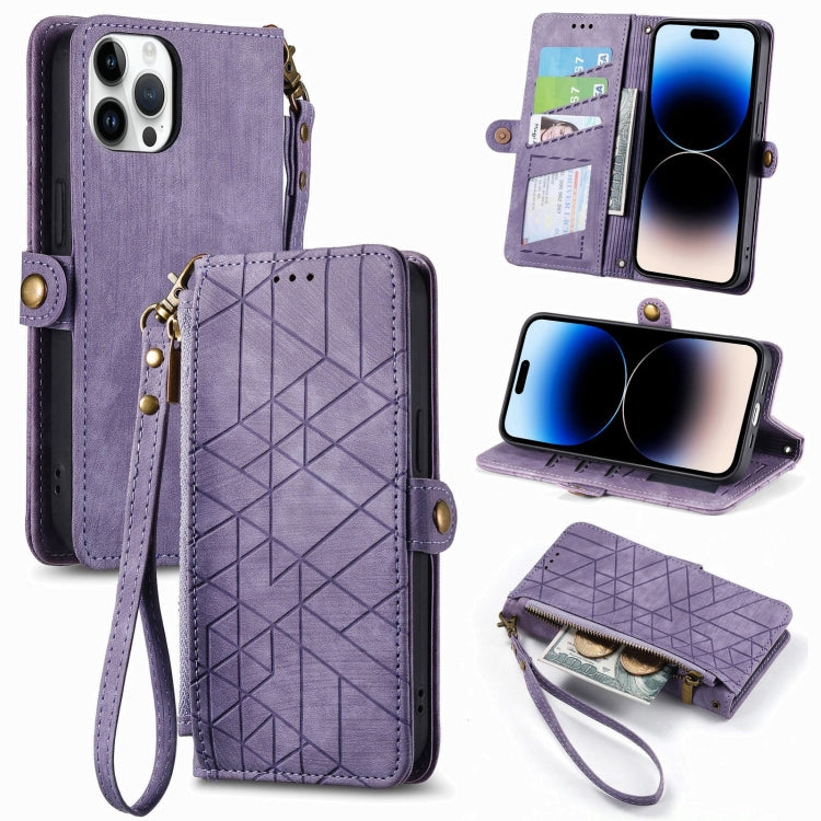 Geometric Zipper Wallet Side Buckle Leather Phone Case, For iPhone 16e, For iPhone 16 Pro Max, For iPhone 16 Pro, For iPhone 16 Plus, For iPhone 16, For iPhone 15 Pro Max, For iPhone 15 Pro, For iPhone 15 Plus, For iPhone 15, For iPhone 14 Plus��������...