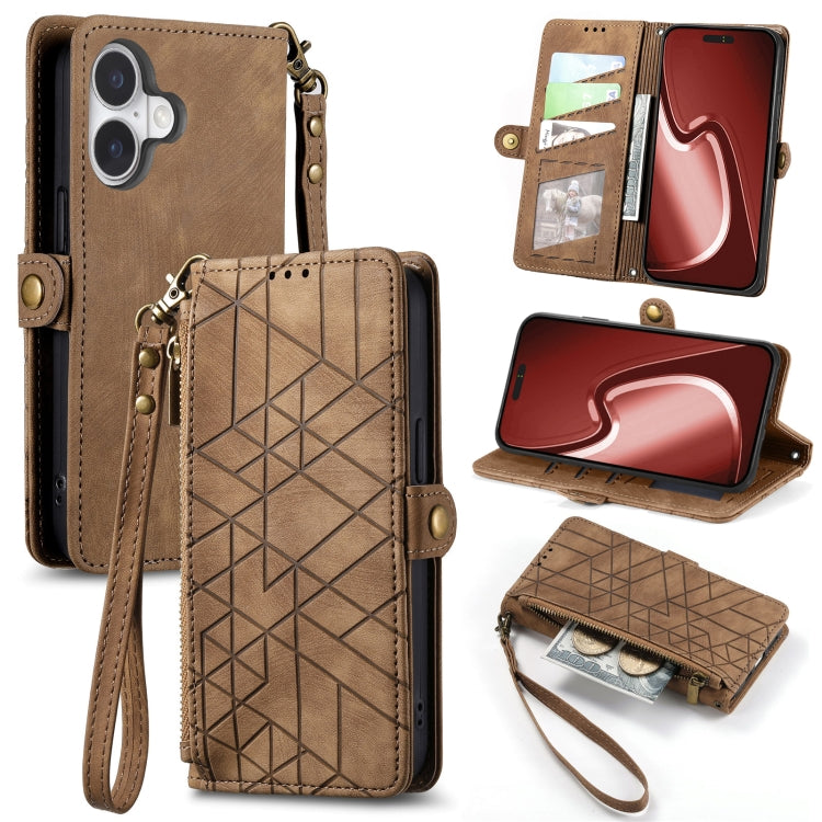 Geometric Zipper Wallet Side Buckle Leather Phone Case, For iPhone 16e, For iPhone 16 Pro Max, For iPhone 16 Pro, For iPhone 16 Plus, For iPhone 16, For iPhone 15 Pro Max, For iPhone 15 Pro, For iPhone 15 Plus, For iPhone 15, For iPhone 14 Plus��������...